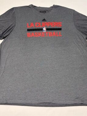 adidas Grey LA Clippers Basketball Tee with Red Logo Aeroknit XXL